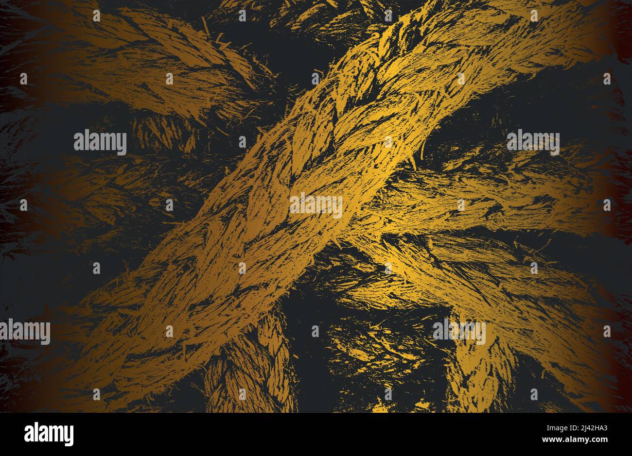Lussuoso sfondo in metallo dorato nero sfumato con corda intrecciata in angosciato, struttura del cavo. Illustrazione vettoriale Illustrazione Vettoriale
