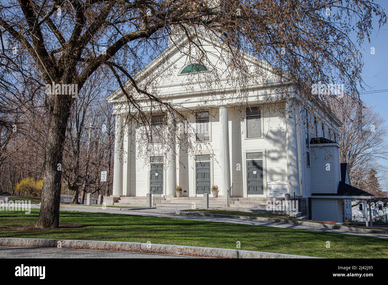 La Chiesa Congregazionalista di Grafton Common, Grafton, Massachusetts Foto Stock