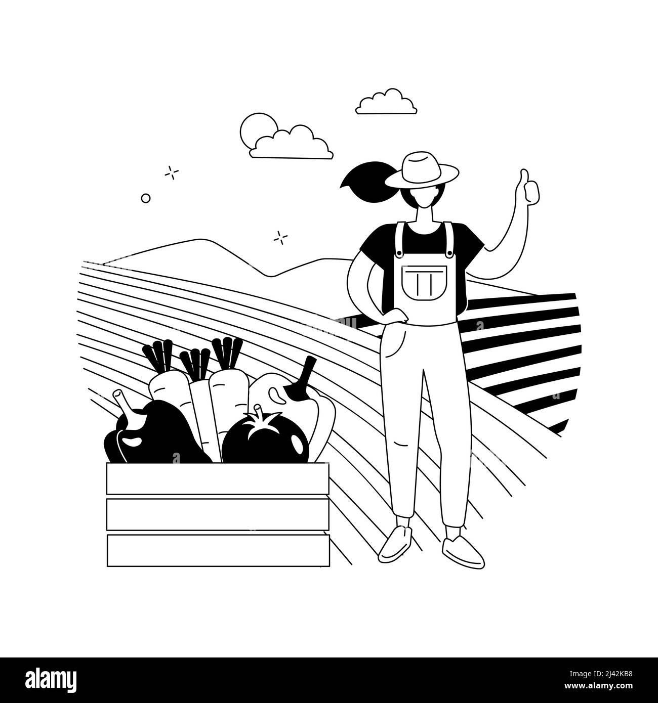 Illustrazione del vettore del concetto astratto di agricoltura biodinamica. Agricoltura biologica, fertilità del suolo, crescita delle piante, cura del bestiame, semina e piantando calend Illustrazione Vettoriale