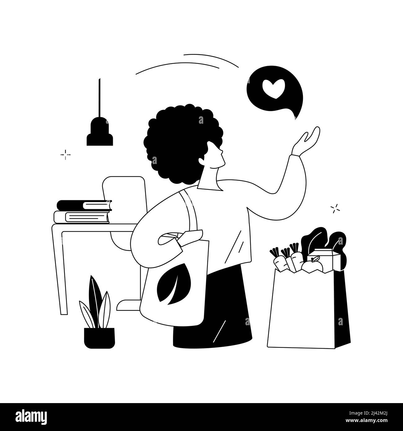 Stile di vita minimalista concetto astratto illustrazione vettoriale. Consumi minimalisti, riduzione degli acquisti, vita semplice, meno oneri finanziari, spese basse l Illustrazione Vettoriale