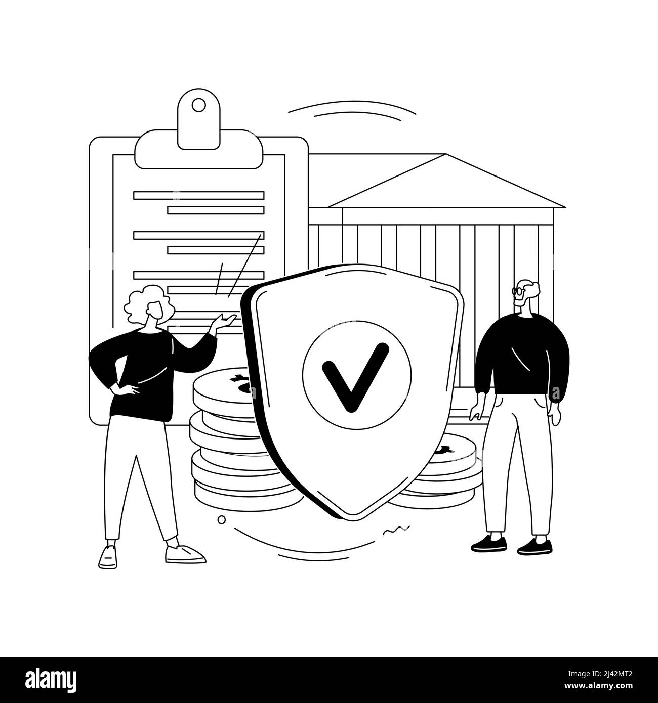 Illustrazione vettoriale del concetto astratto di sicurezza finanziaria degli anziani. Problema di povertà degli anziani, pianificazione del bilancio degli anziani, programma di assicurazione sociale, medico c Illustrazione Vettoriale
