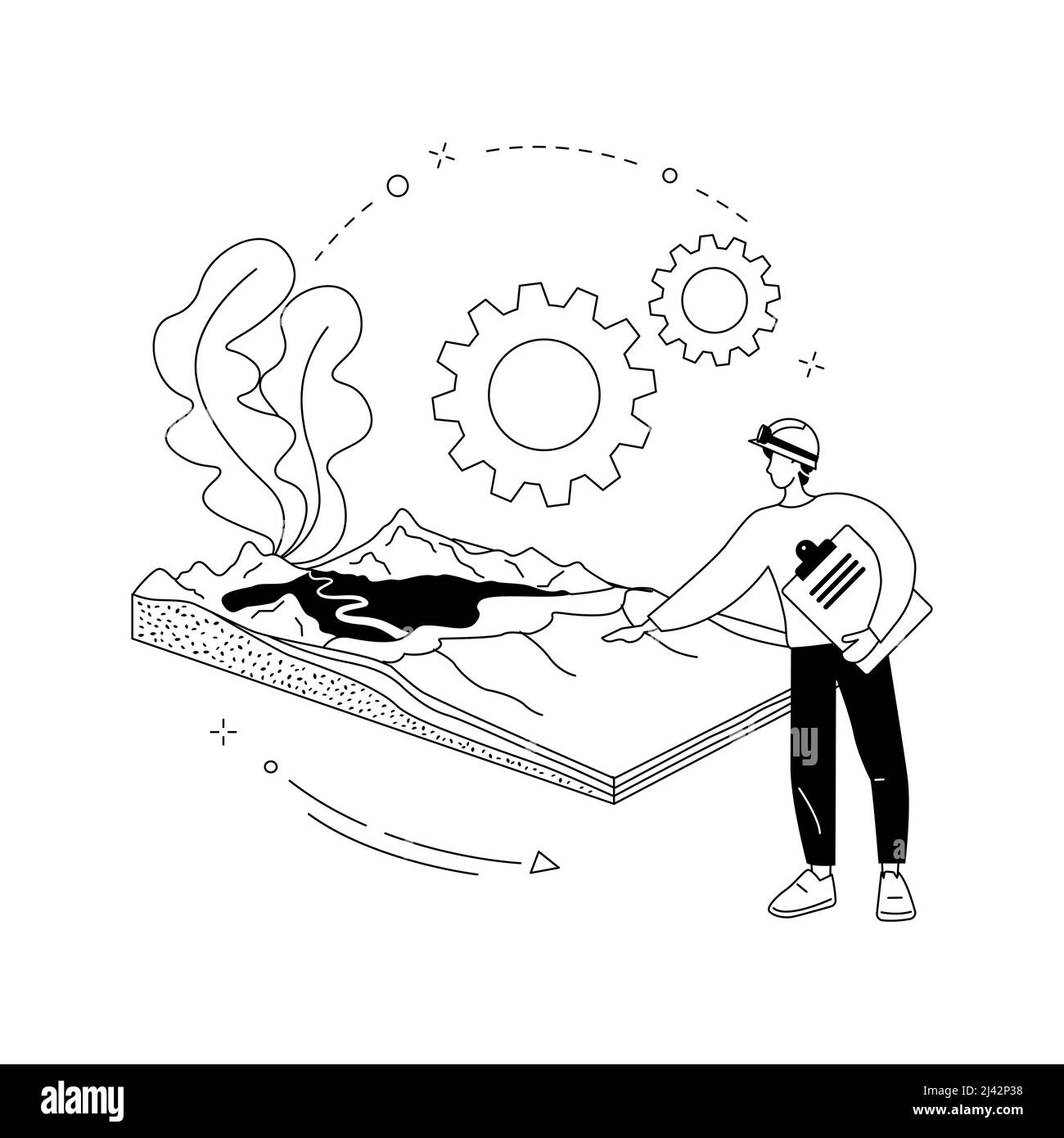 Illustrazione vettoriale del concetto astratto di geomorfologia. Tipo di geomorfologia, processo geomorfico, scienza della Terra, disciplina universitaria, studio universitario, geol Illustrazione Vettoriale