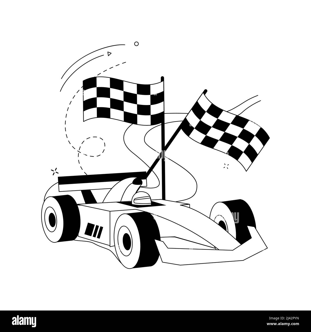 Illustrazione vettoriale del concetto astratto della corsa dell'automobile. Guida estrema, sport automobilistici, campionato motoristico, gara watch car, pilota professionista, sp. alta Illustrazione Vettoriale