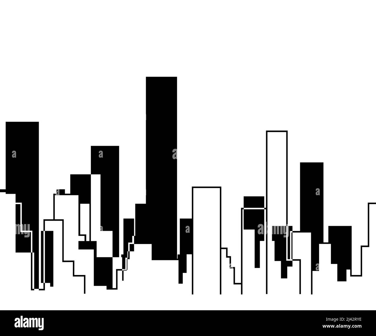 Silhouette del paesaggio urbano Skyline vettore illustrazione sfondo New York grattacielo Illustrazione Vettoriale