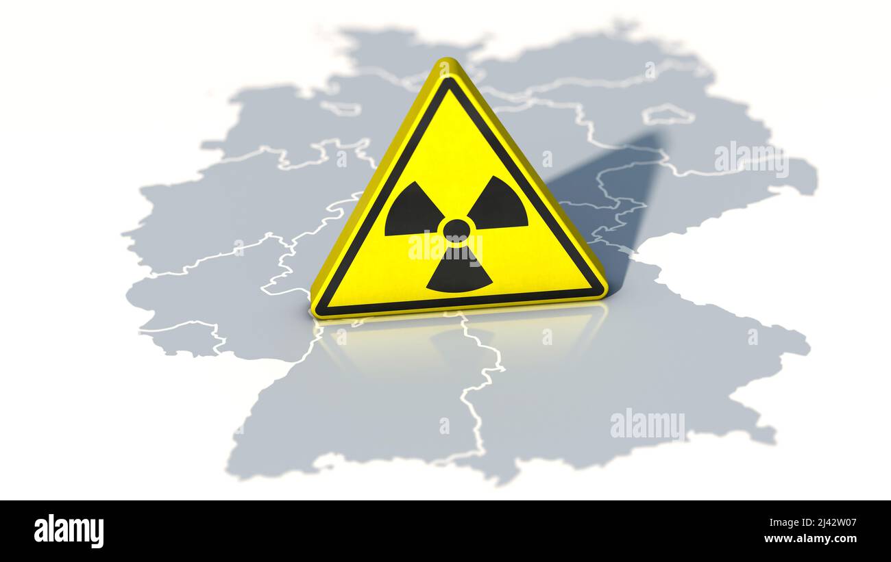 Cartello radioattivo sulla mappa della Germania Foto Stock