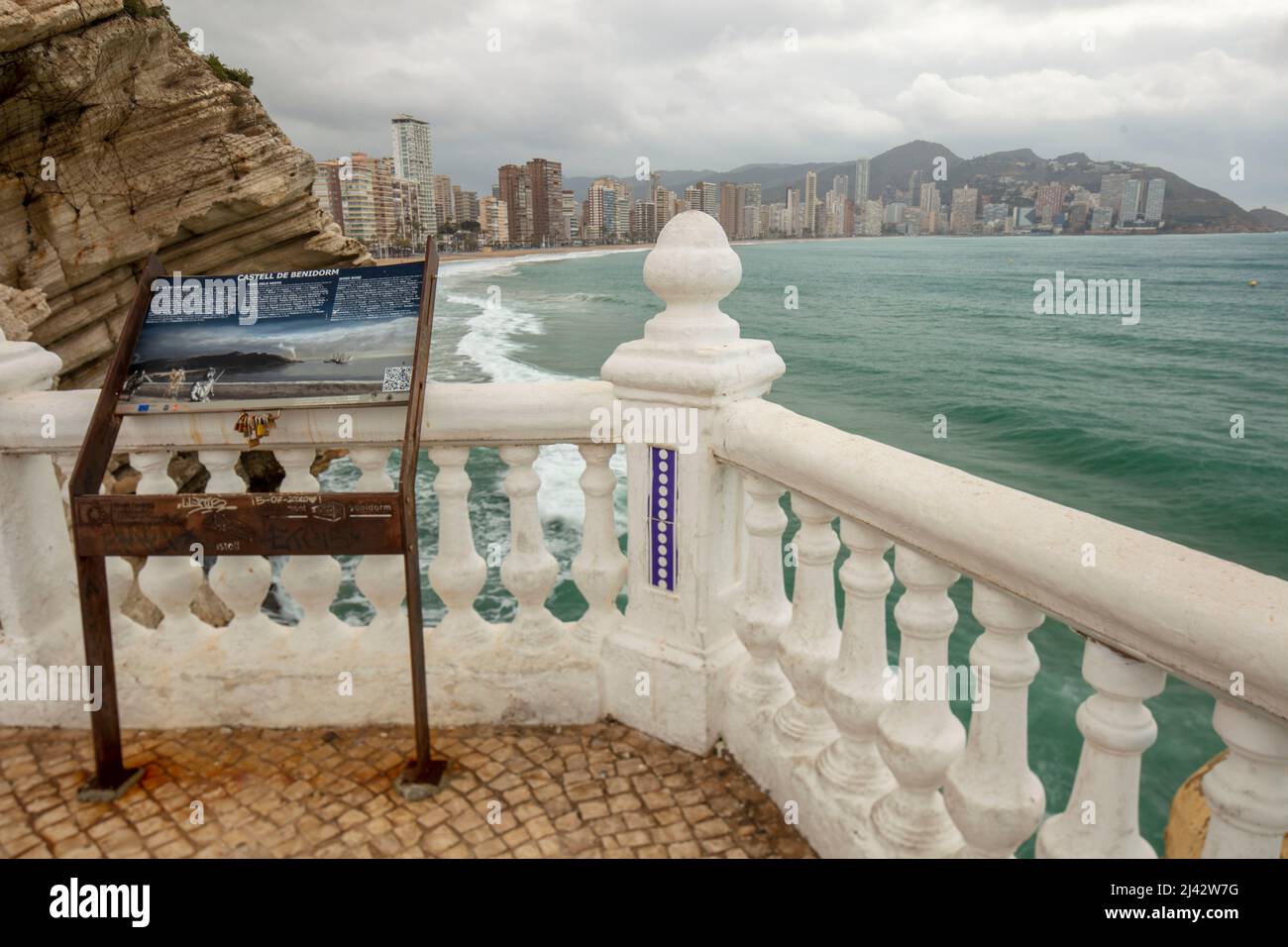 Balcon del Mediterraneo, vista da, Benidorm, Spagna Foto Stock