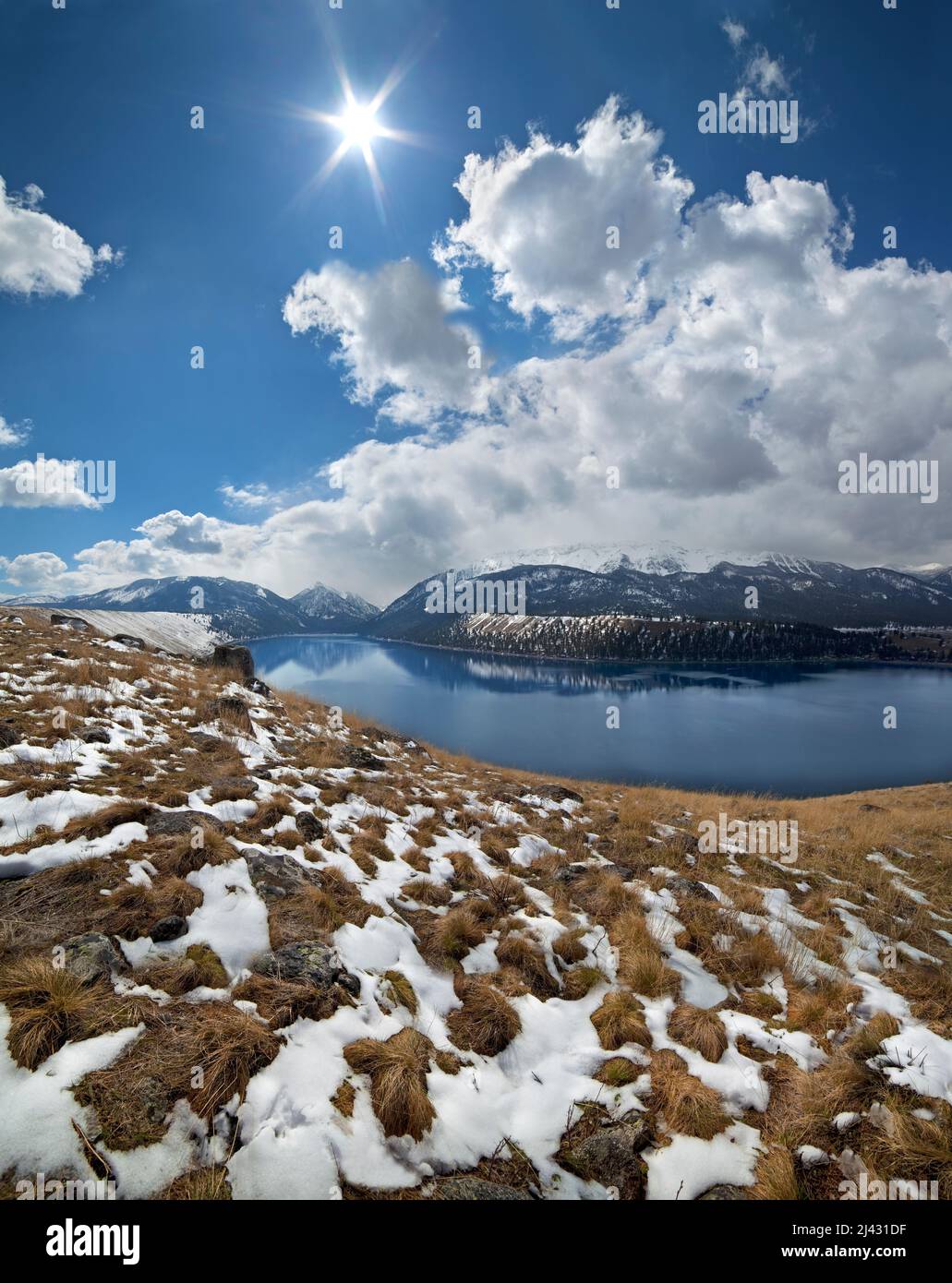 Neve primaverile sulla morena orientale, , Wallowa Lake, Oregon Foto Stock