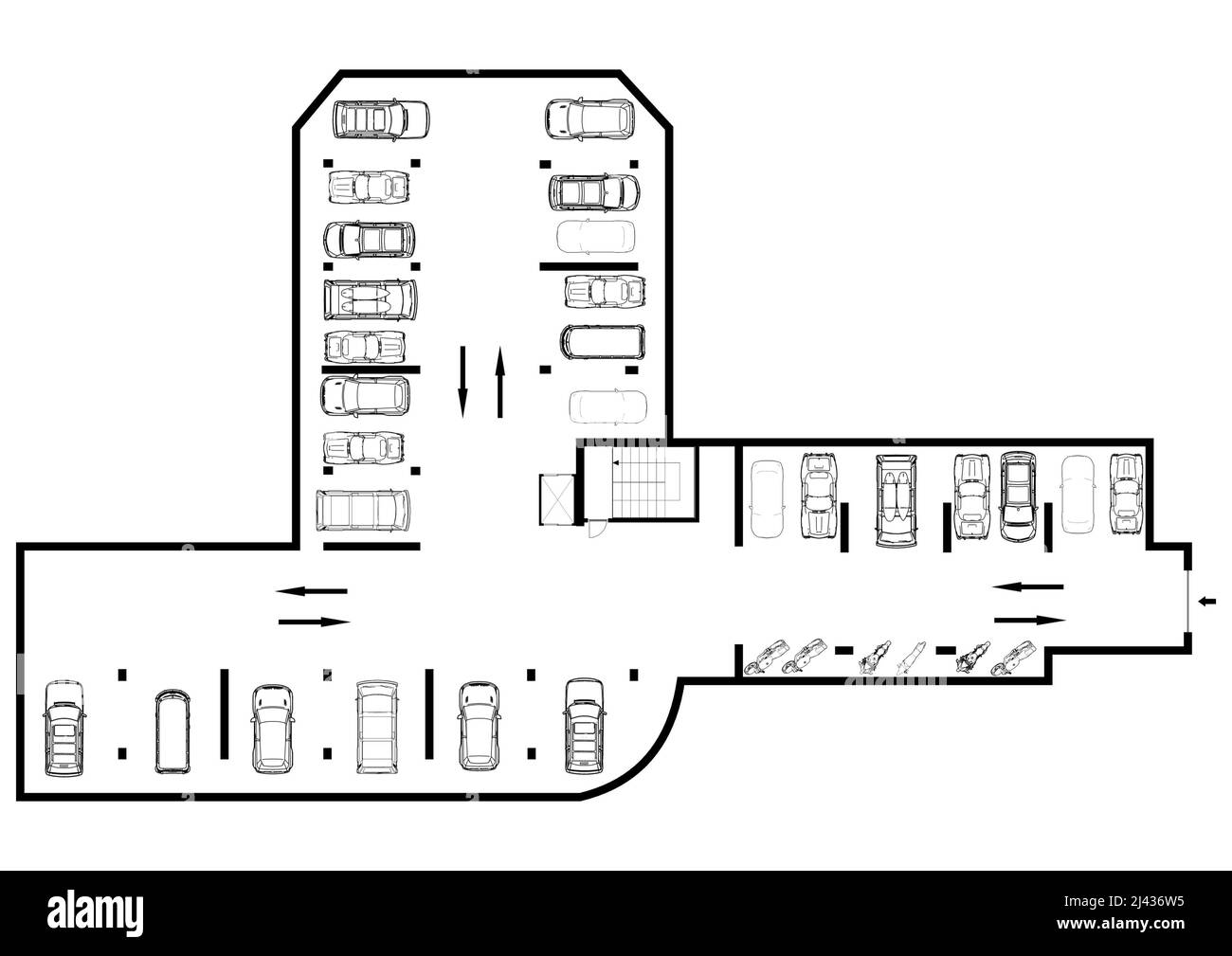 Appartamento isometrico 3D concetto parcheggio sotterraneo vettore con auto. Parcheggio. Foto Stock