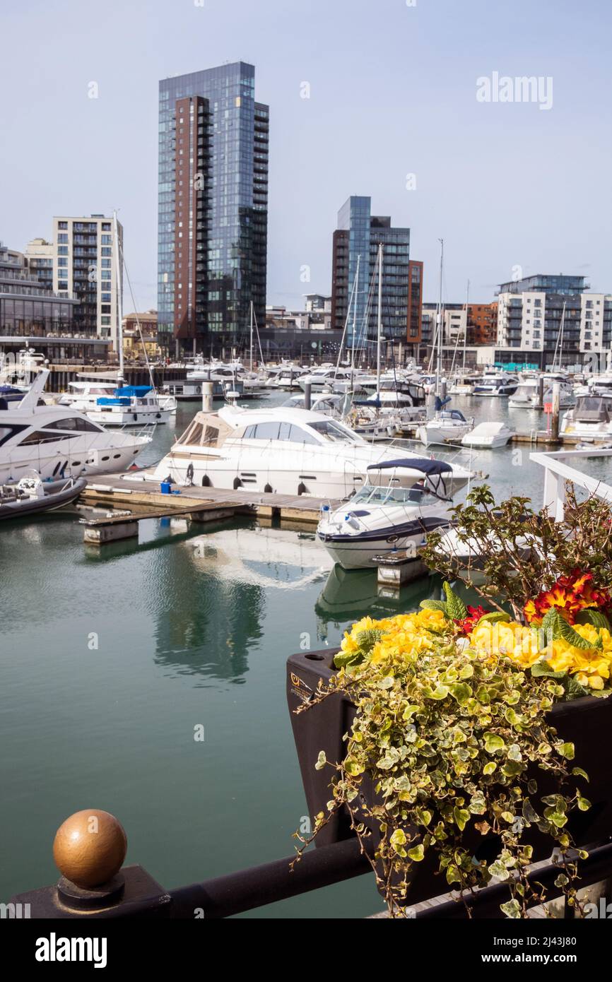Regno Unito, Inghilterra, Hampshire. Ocean Village Marina a Southampton. Foto Stock