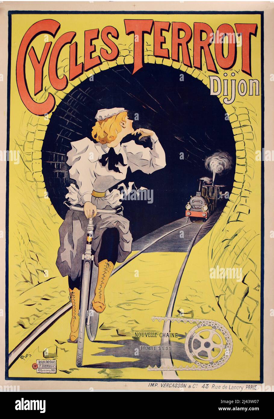 Poster della bicicletta francese d'epoca - 'Terrot' Foto Stock