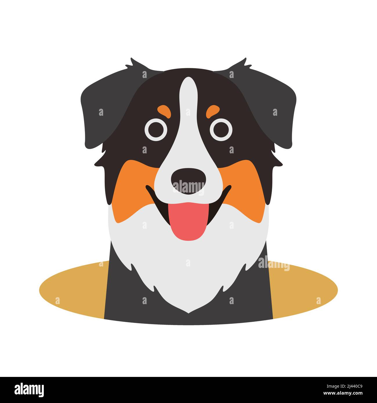Cane Pastore australiano sul buco, guardando, illustrazione vettoriale Illustrazione Vettoriale