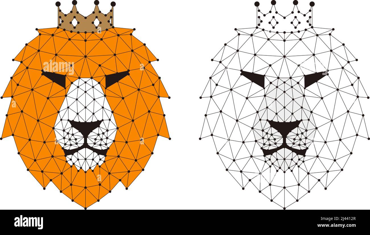 Lion cartoon faccia piatta faccia animale icona, illustrazione vettoriale Illustrazione Vettoriale