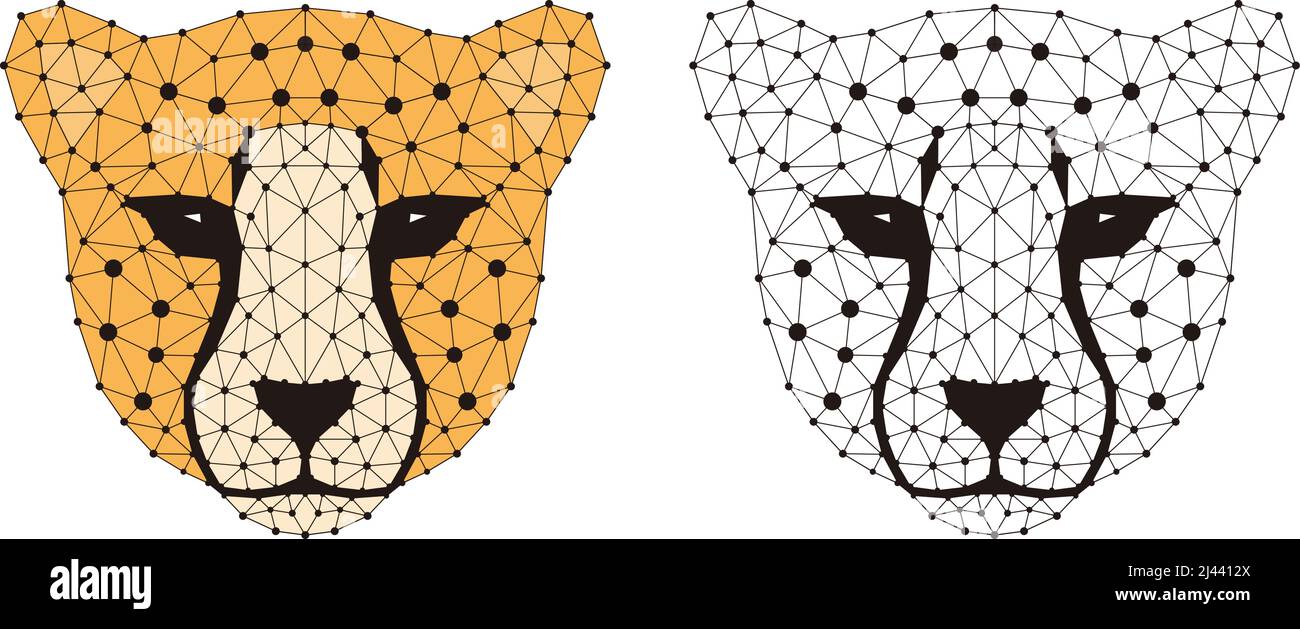 Faccia cartoon di Cheetah, icona faccia animale piatta, illustrazione vettoriale Illustrazione Vettoriale