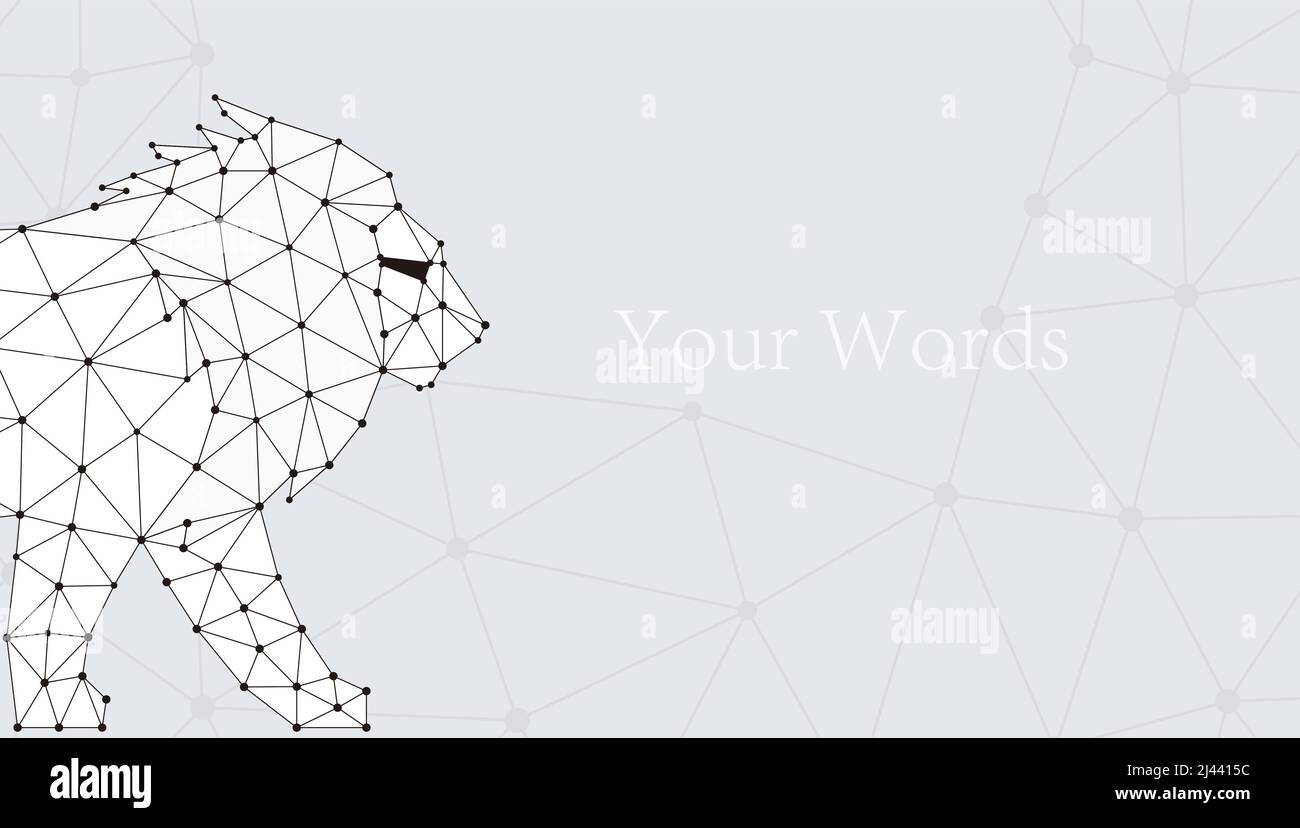 Lion sta camminando, mesh triangolare, illustrazione vettoriale Illustrazione Vettoriale