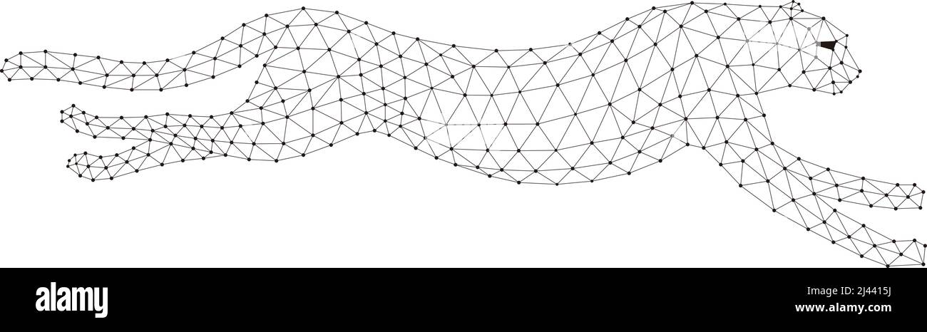 Cheetah è in esecuzione, mesh triangolare, illustrazione vettoriale Illustrazione Vettoriale