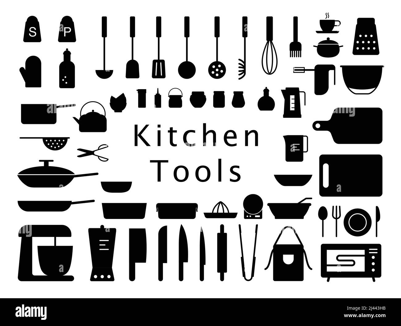 Utensile da cucina raccolta di icone Illustrazione Vettoriale