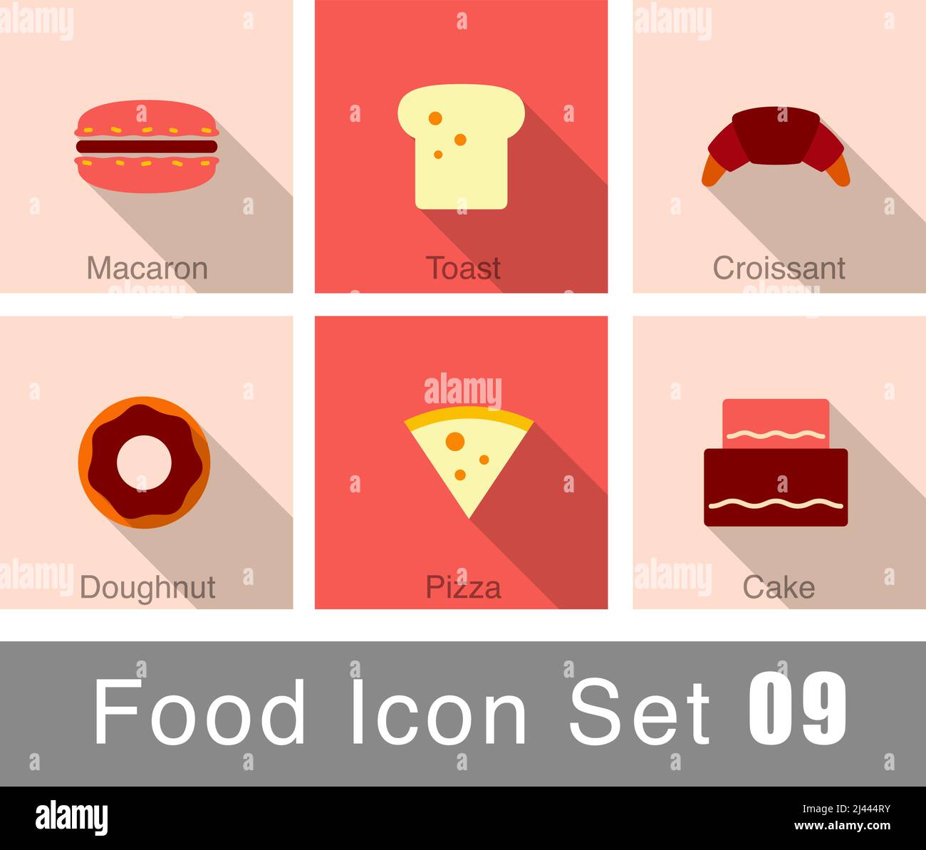 Panificio icona set, pane, biscotto snack icona set design, illustrazione vettoriale Illustrazione Vettoriale
