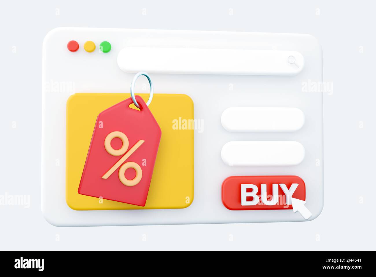 3D rendering pagina web Prezzo tag 3D. Programma fedeltà, buono sconto rosa, vendite con un'offerta eccellente. 3D pagina web di rendering promozione speciale, advertisin Foto Stock