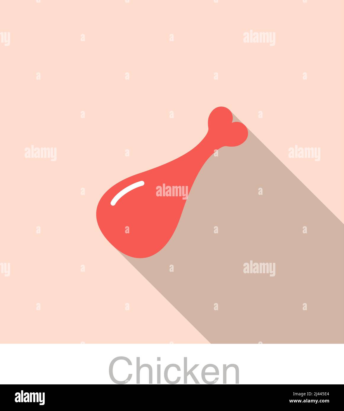 Illustrazione vettoriale dell'icona piatta della gamba di pollo Illustrazione Vettoriale