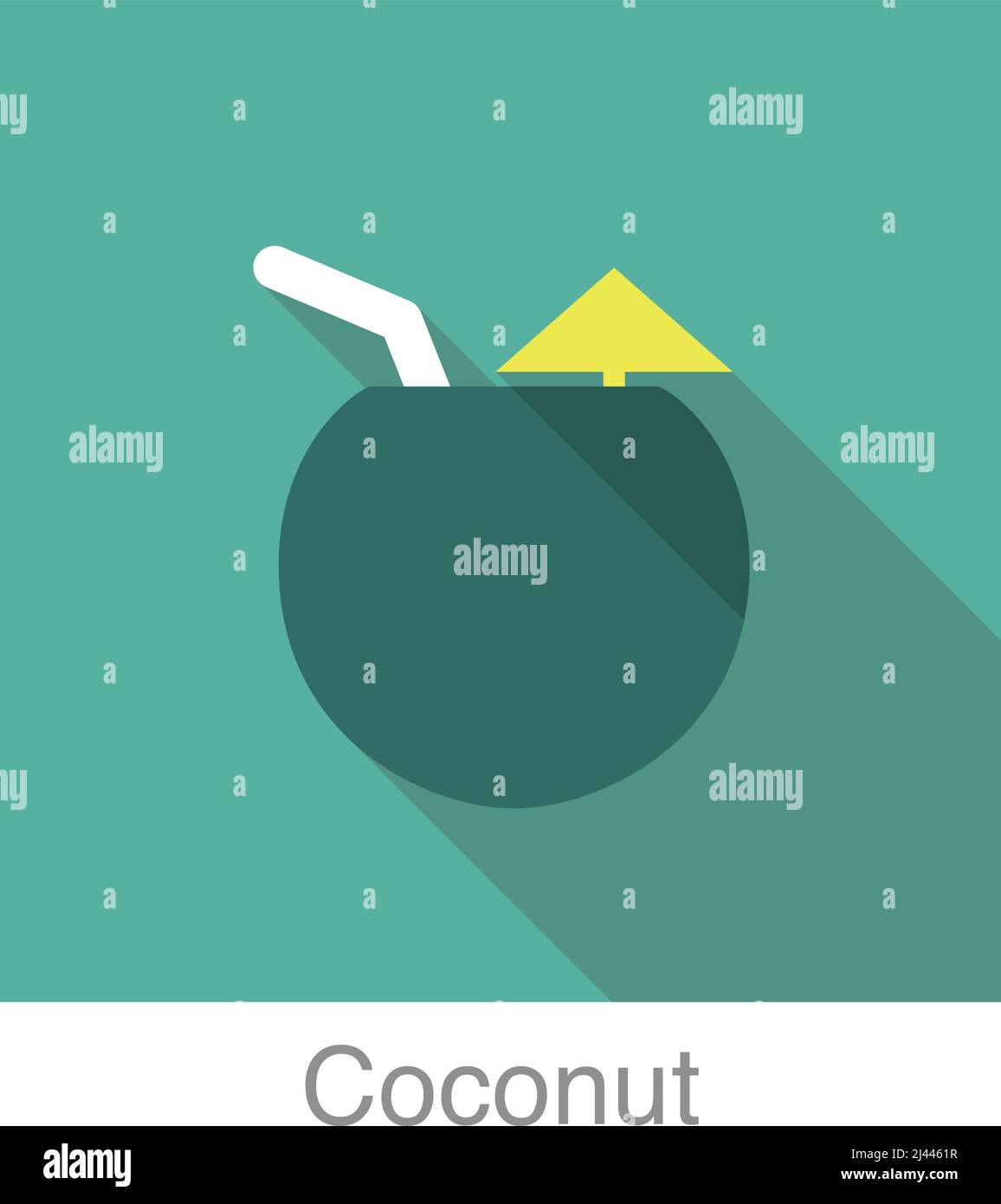 Illustrazione vettoriale della serie di icone piatte per la bevanda al cocco Illustrazione Vettoriale