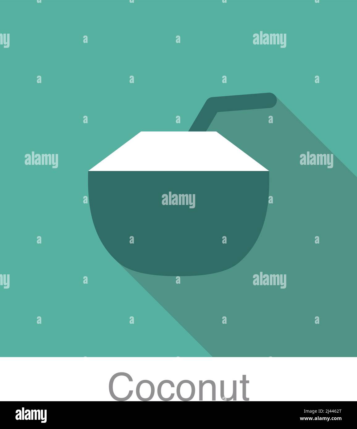 Illustrazione vettoriale della serie di icone piatte per la bevanda al cocco Illustrazione Vettoriale