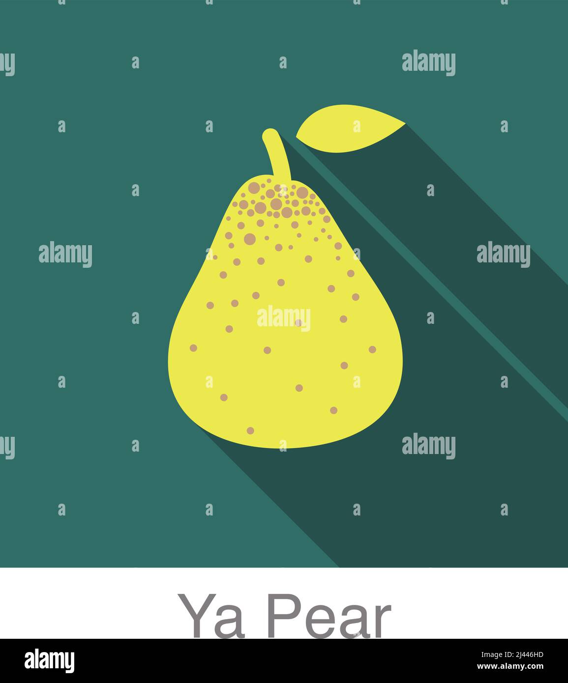 Ya pera icona piatto frutta, illustrazione vettoriale Illustrazione Vettoriale