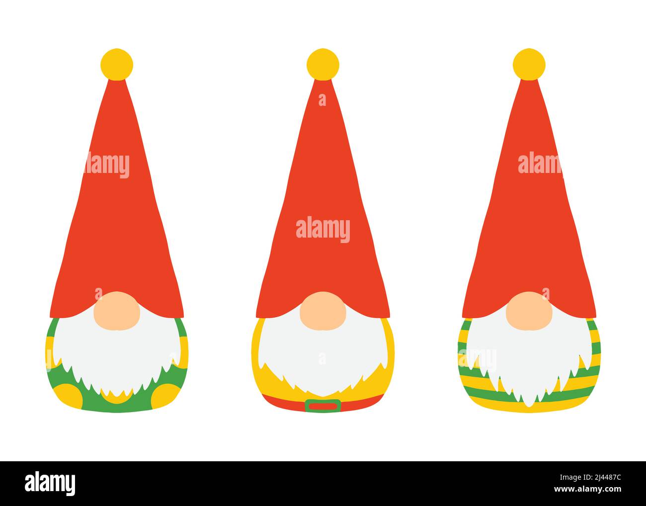 Gnomes piatto laico personaggio doodle. Illustrazione vettoriale Illustrazione Vettoriale