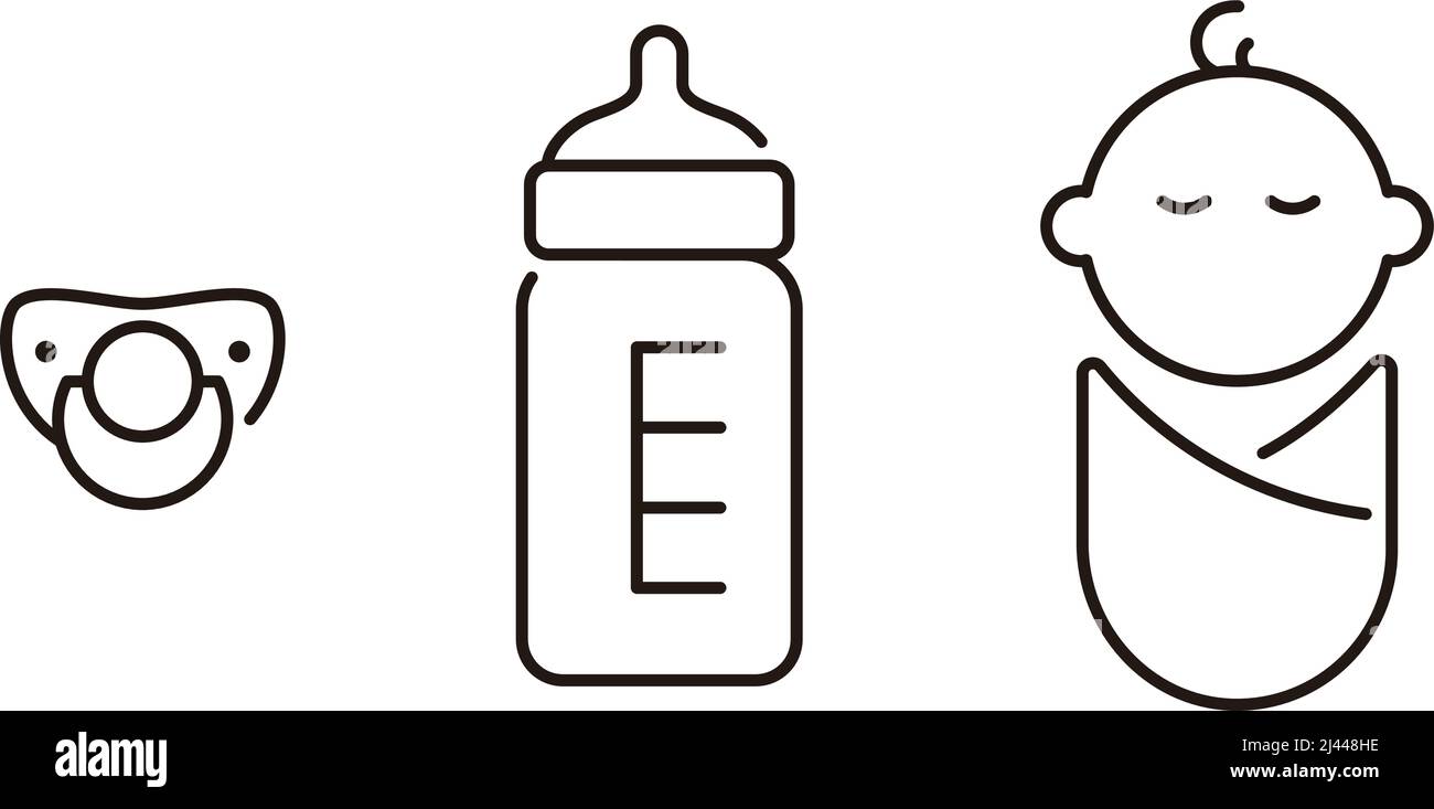 Icona del succhietto bambino e bambino, illustrazione vettoriale Illustrazione Vettoriale
