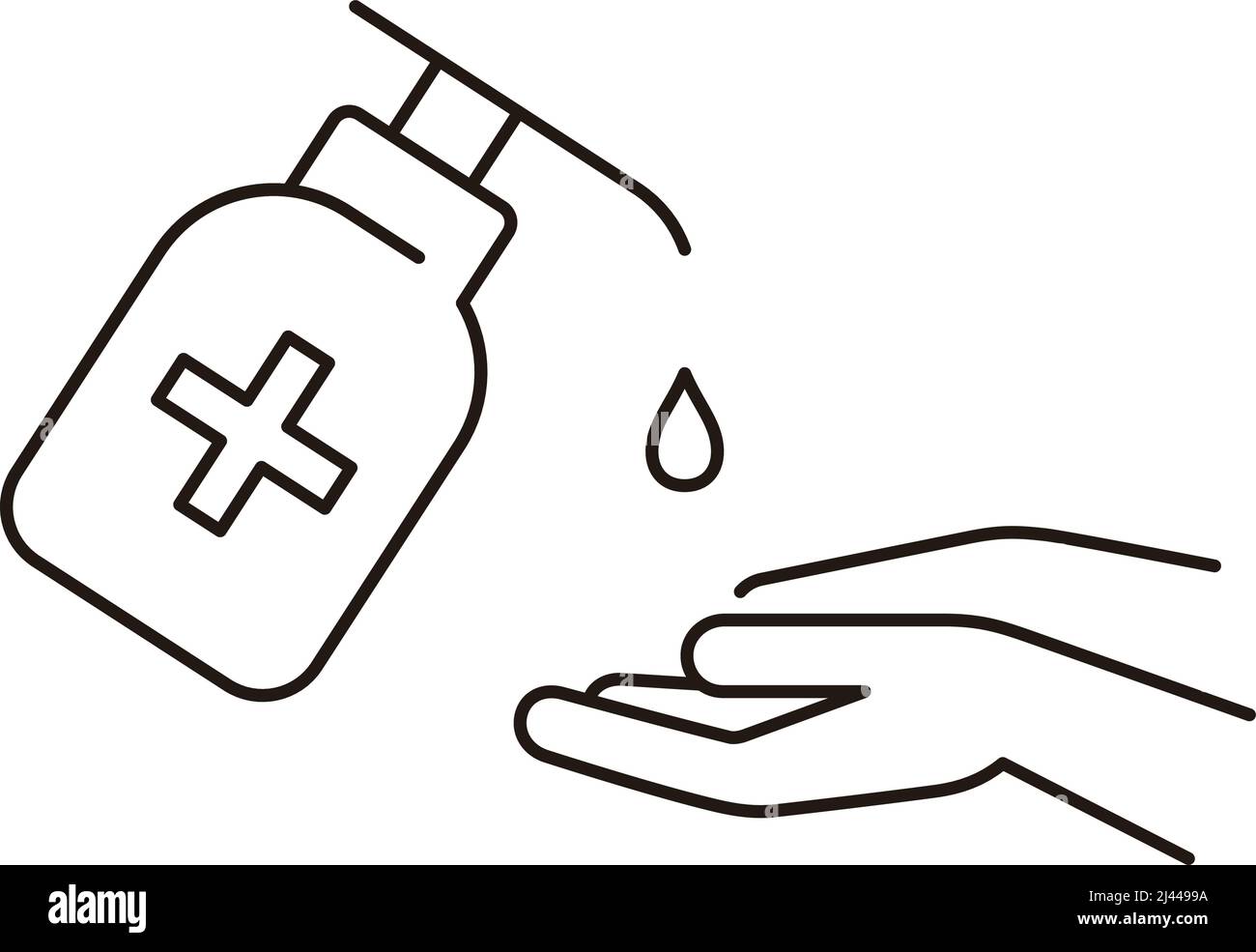 Icona dell'igienizzatore per le mani, simbolo dell'igienizzatore per le mani vettoriale o bottiglia di alcool per l'igiene Illustrazione Vettoriale