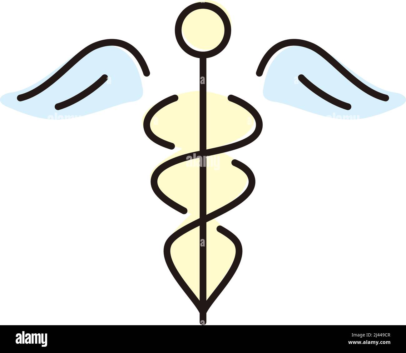 Caduceus di Hermes icona piatta di salute, vettore Illustrazione Vettoriale