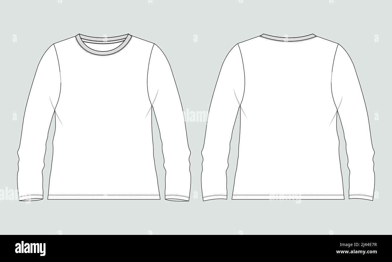 t shirt modello tecnico di disegno piatto moda per donna. Abbigliamento maglia di cotone illustrazione vettoriale raffigurazione mock up fronte, viste. Abbigliamento t Illustrazione Vettoriale