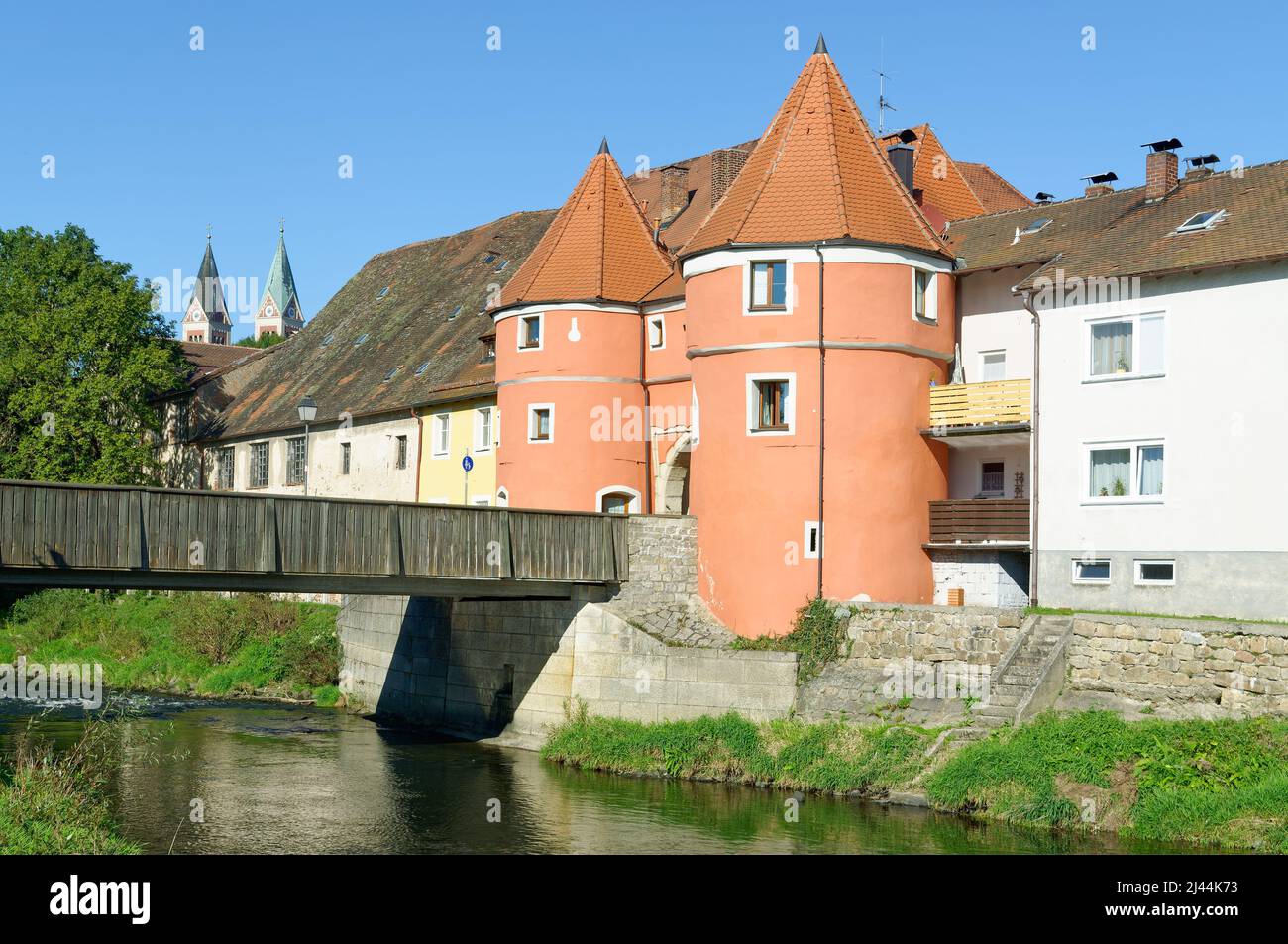 Famosa porta della birra a Cham, Foresta Bavarese, Baviera, Germania Foto Stock