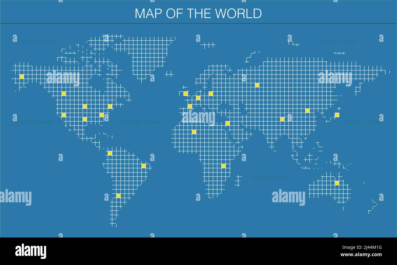 semplice mappa lineare del mondo, sfondo vettoriale Illustrazione Vettoriale