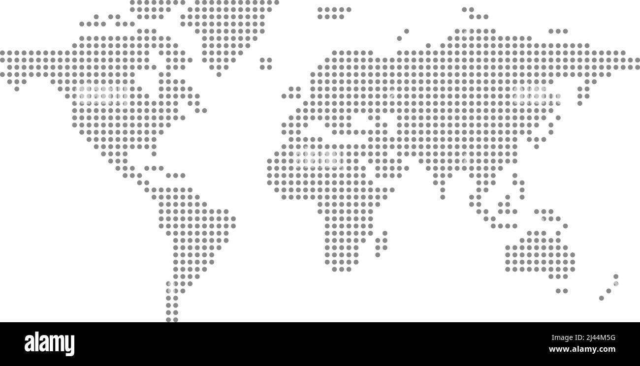 Mappa del mondo di punti, alfabeto inglese a lettere maiuscole e LED, illustrazione vettoriale Illustrazione Vettoriale