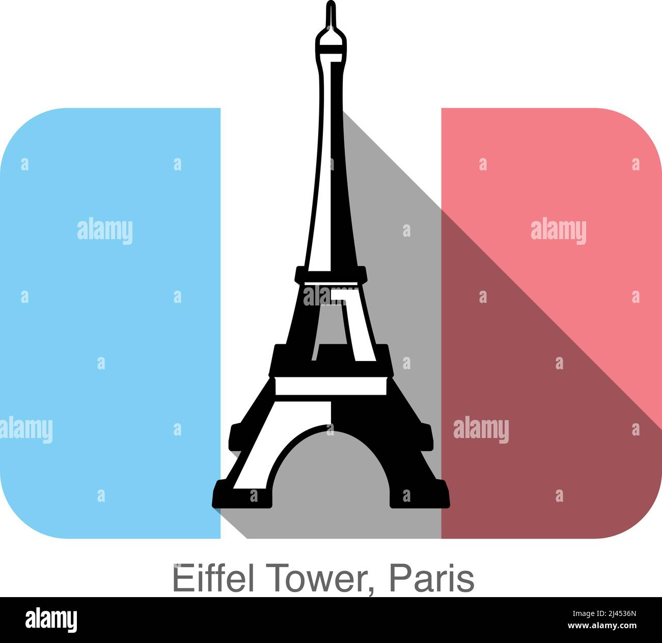 Torre Eiffel, Parigi, famoso punto di riferimento, design a icone piatte, famosi punti panoramici Illustrazione Vettoriale