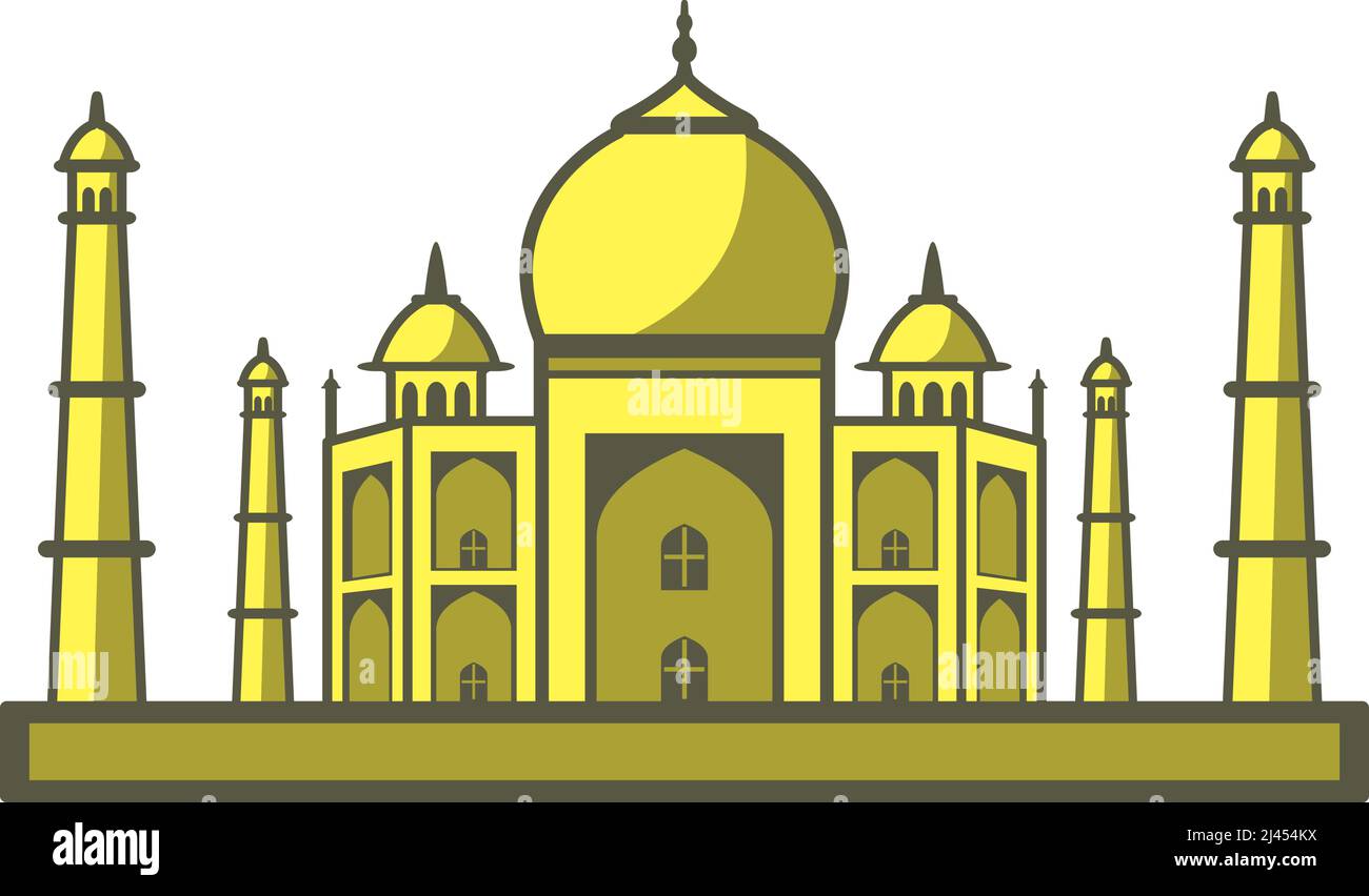 Taj Mahal, India, famoso punto di riferimento icona design piatto, famoso punto panoramico Illustrazione Vettoriale