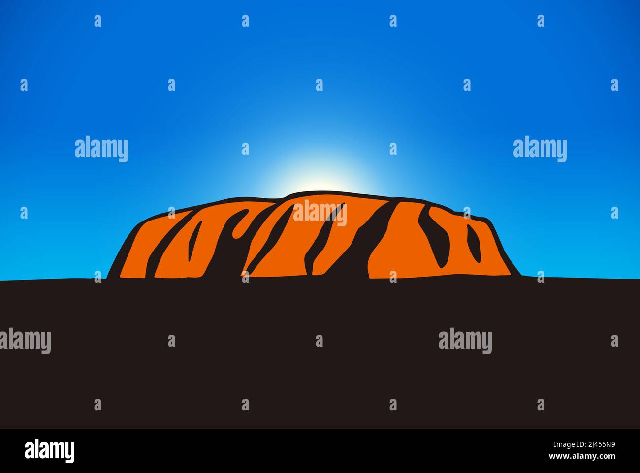 Uluru / Ayers Rock famoso punto di riferimento di tutto il mondo Illustrazione Vettoriale