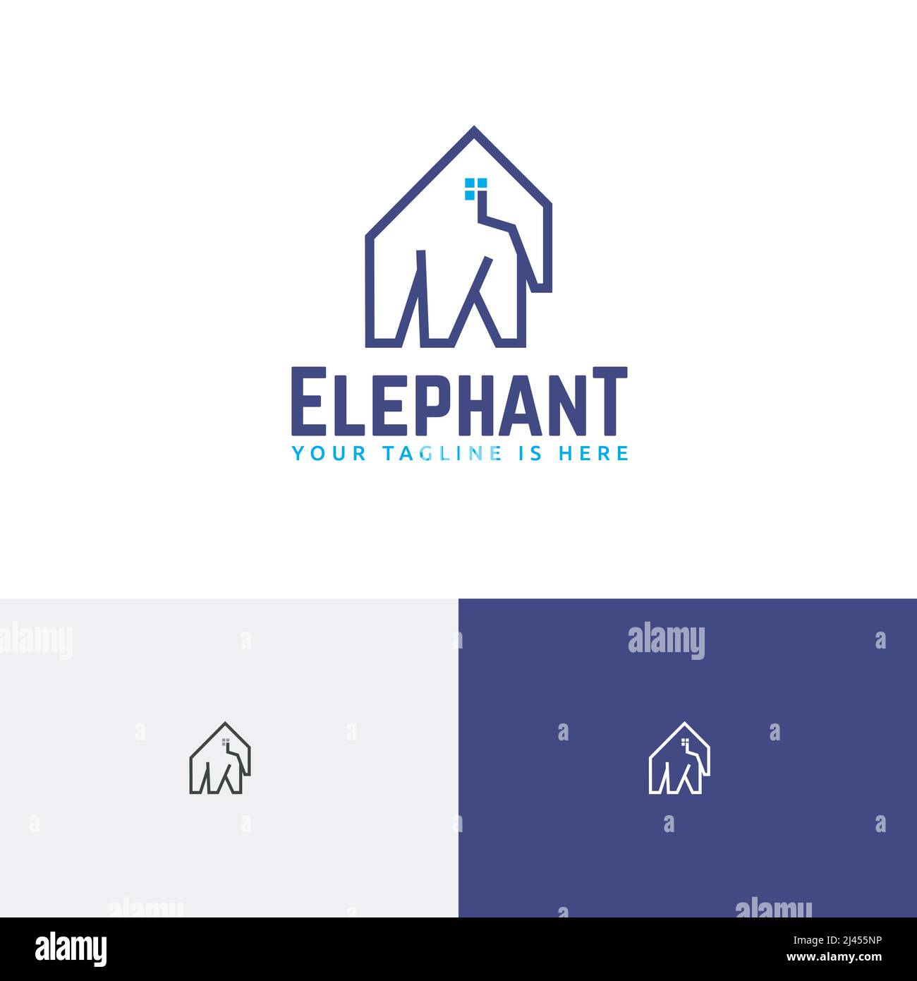Elephant House Real Estate Immobiliare forte linea di costruzione Logo Illustrazione Vettoriale