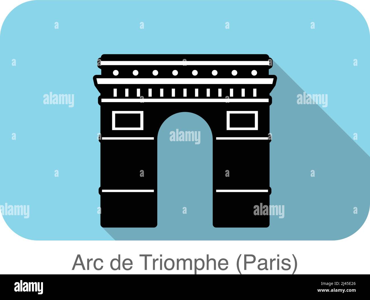 Arc De Triomphe famoso punto di riferimento, design a icone piatte, famoso punto panoramico Illustrazione Vettoriale