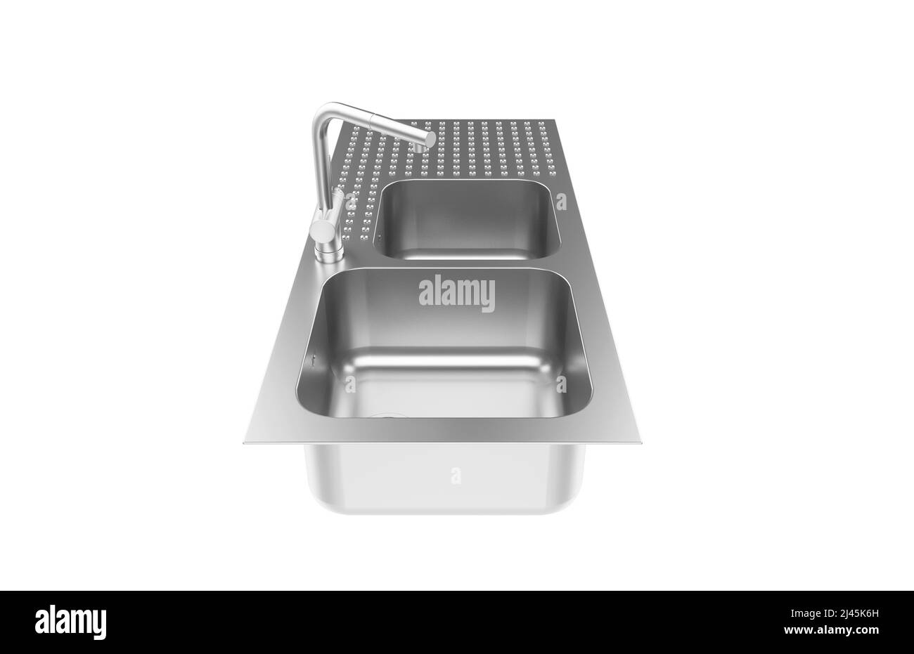 Lavandino da cucina isolato su sfondo bianco, 3D rendering. Foto Stock