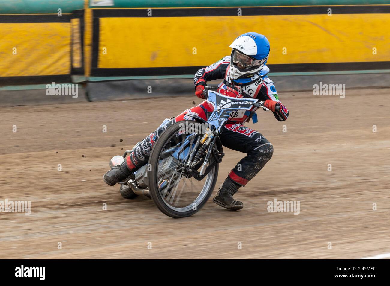 Sam McGurk. Motocicletta per Belle Vue Colts. Semifinale britannico Under-21 a Mildenhall il 10 aprile 2022 Foto Stock