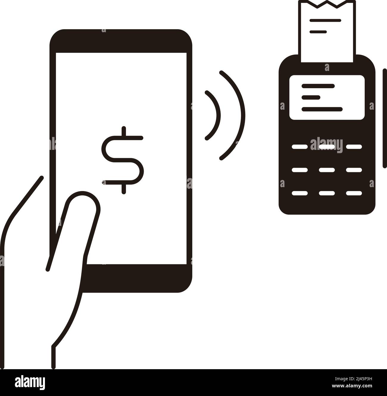 Icona del metodo di pagamento wireless senza contatto Illustrazione Vettoriale