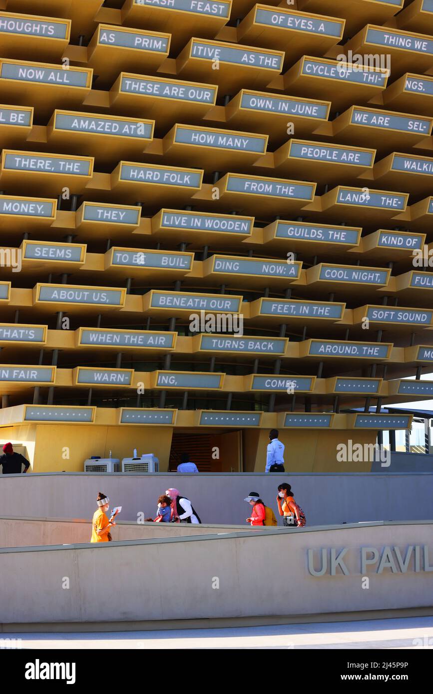 Präsentation, Dubai Expo, Weltausstellung, moderne Architektur, Kunst, ein atemberaubender Blick in die Zukunft beim UK Pavillon Großbritannien Foto Stock