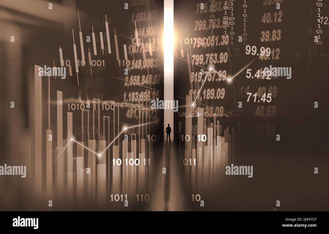 Mercato azionario o forex trading grafico e candelabro grafico adatto per gli investimenti finanziari concetto. Economia sullo sfondo delle tendenze per l'idea di business e di un Foto Stock