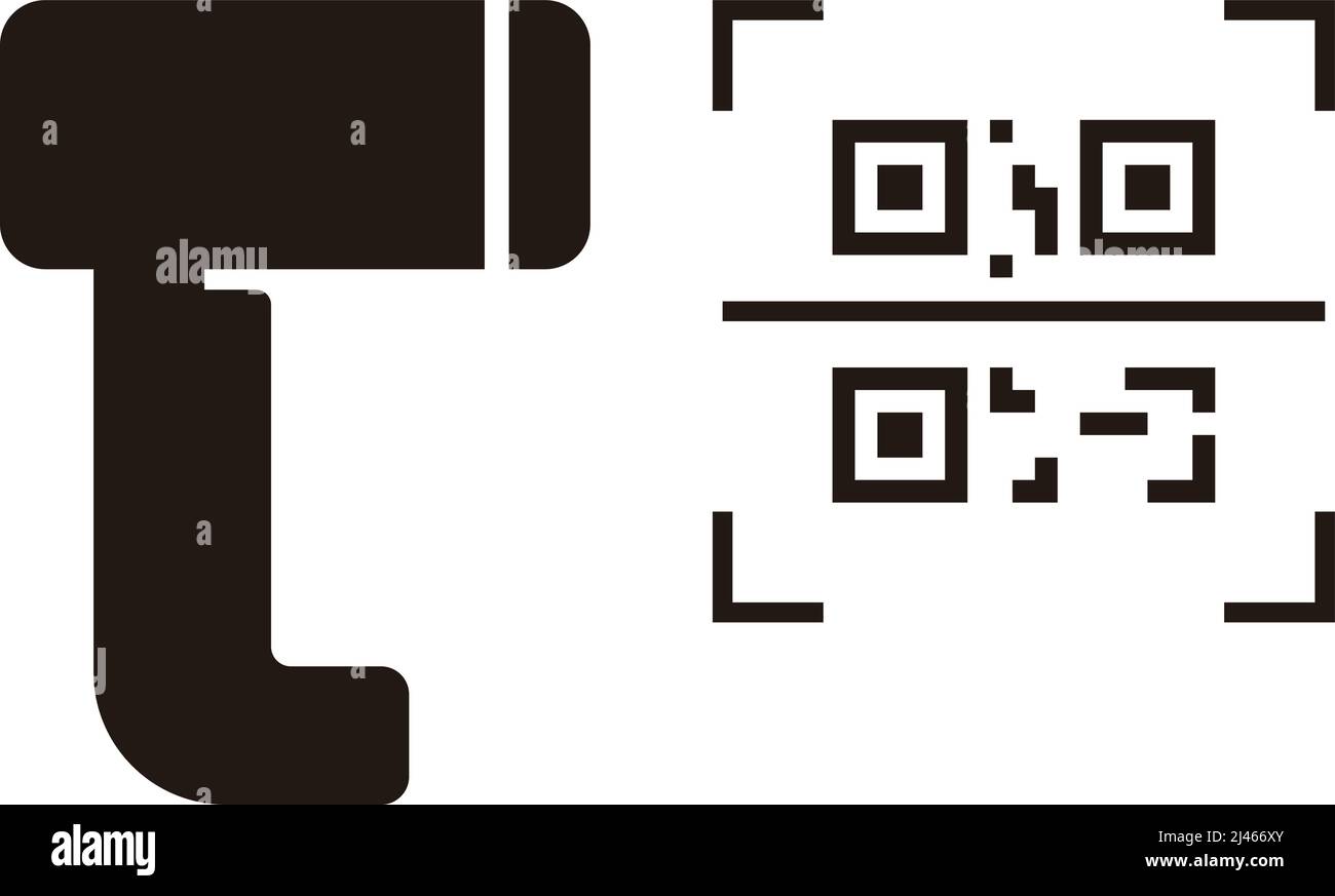 Icona della linea dello scanner del codice QR Illustrazione Vettoriale