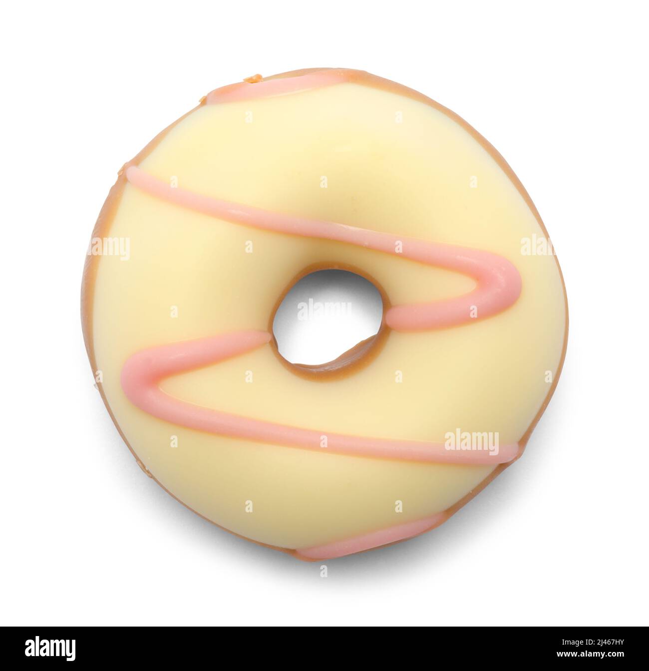 Ciambella al cioccolato con strawberry Cut out su bianco. Foto Stock