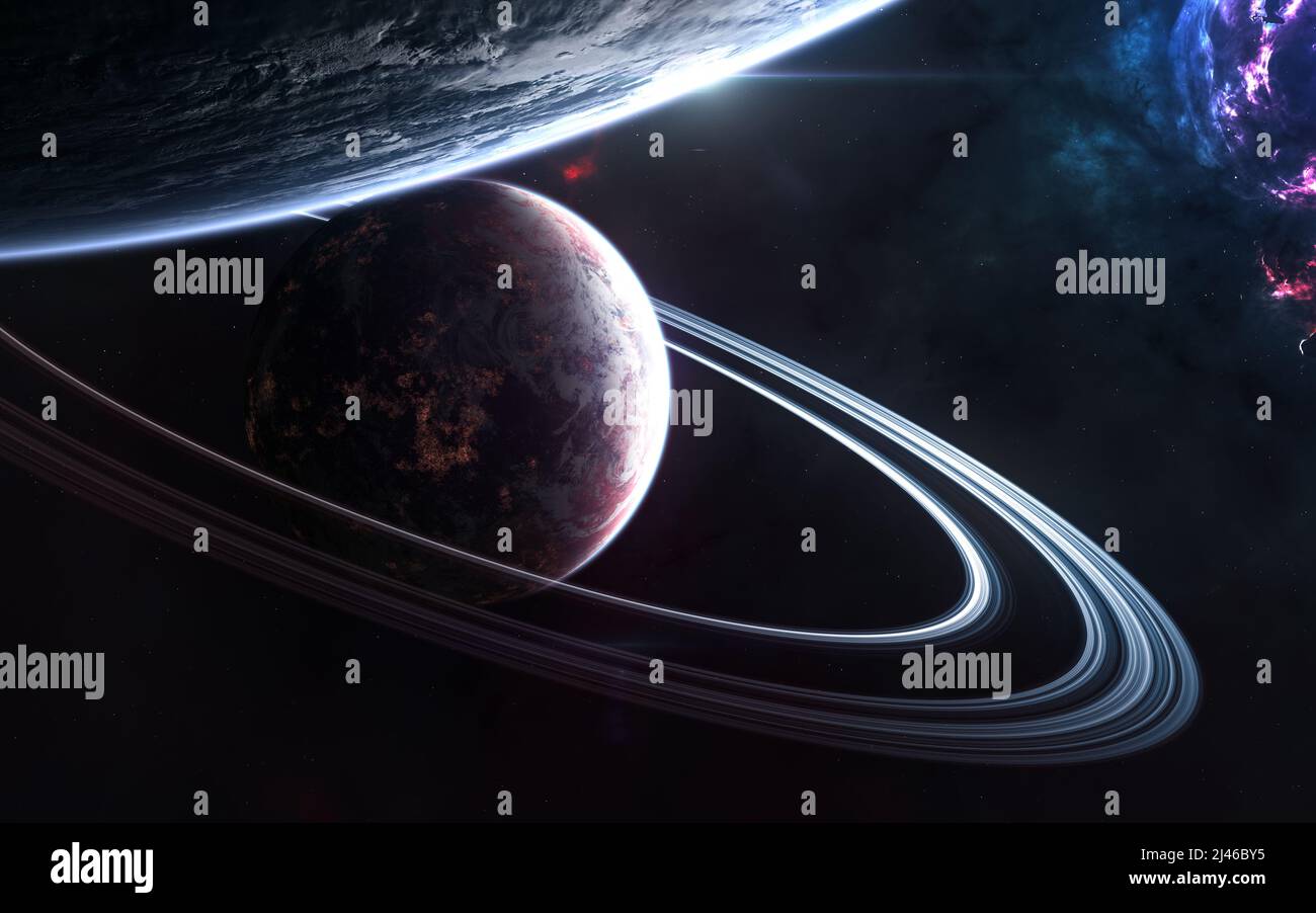 Bellissimo paesaggio spaziale. Pianeti nello spazio profondo Foto Stock