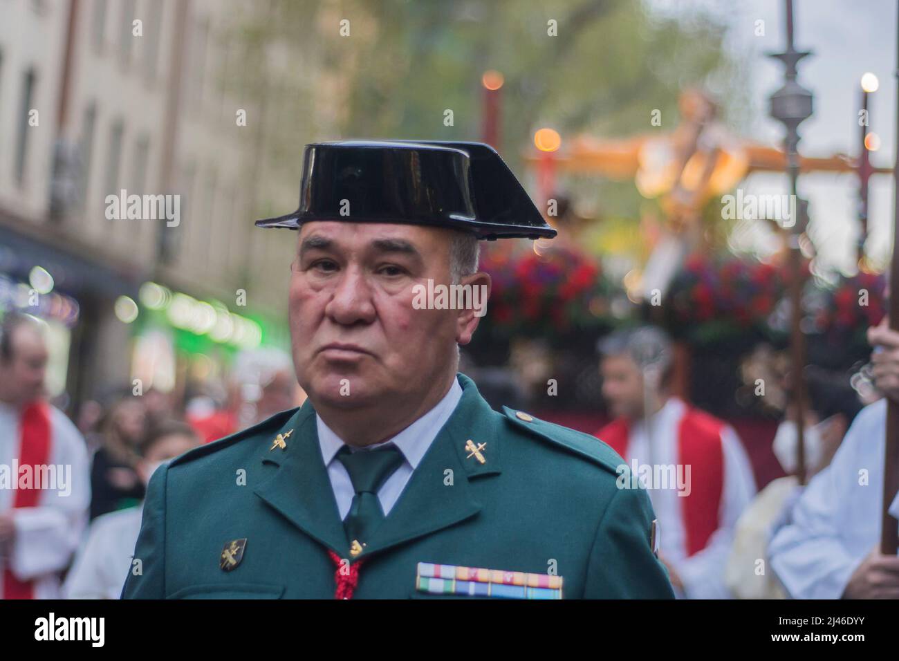 La Confraternita penitenziale del Santísimo Cristo del Camino e della María Madre de las Delicias è stata l'unica processione con il suo Cristo del Camino, che ha sede nella parrocchia di Nuestra Señora de las Delicias (accanto alla metropolitana Delicias) Paseo de las Delicias, via Cáceres, Via Batalla del Salado, zona 1 Caserme della Guardia civile (dove si trova la stazione di penitenza), via Batalla del Salado, Ferrovia e parrocchia Nuestra Señora de las Delicias organizzata da: Fratellanza penitenziale del Santo Cristo della Via e Maria Madre delle delizie. (Foto di Alberto Sibaja/Pacific Press) Foto Stock
