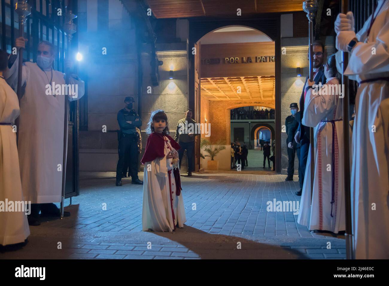 La Confraternita penitenziale del Santísimo Cristo del Camino e della María Madre de las Delicias è stata l'unica processione con il suo Cristo del Camino, che ha sede nella parrocchia di Nuestra Señora de las Delicias (accanto alla metropolitana Delicias) Paseo de las Delicias, via Cáceres, Via Batalla del Salado, zona 1 Caserme della Guardia civile (dove si trova la stazione di penitenza), via Batalla del Salado, Ferrovia e parrocchia Nuestra Señora de las Delicias organizzata da: Fratellanza penitenziale del Santo Cristo della Via e Maria Madre delle delizie. (Foto di Alberto Sibaja/Pacific Press) Foto Stock