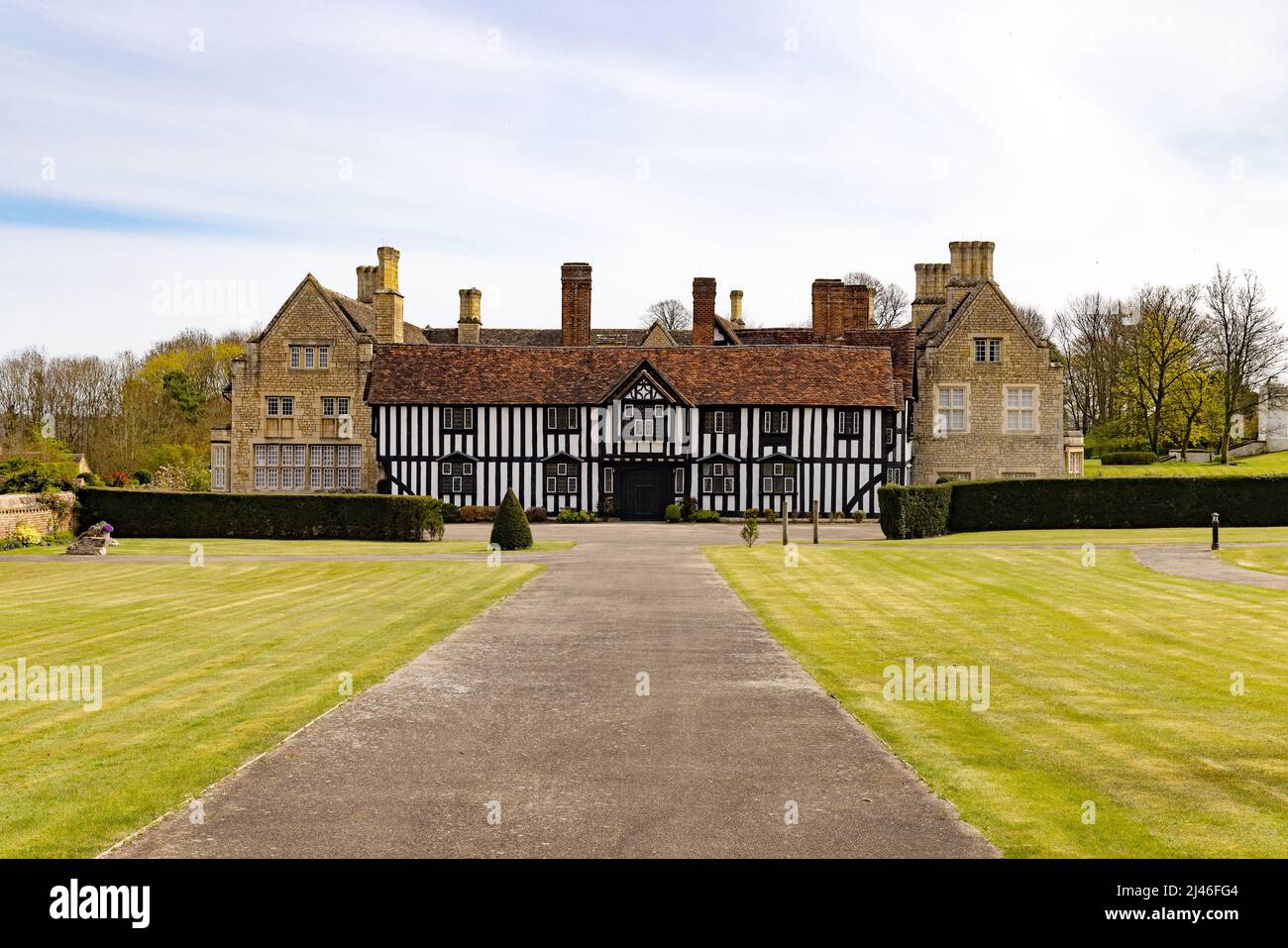 Jacobean Manor House - esempio di architettura Jacobean, 17th secolo casa padronale inglese, Worcestershire Regno Unito Foto Stock